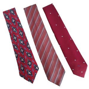 Vintage Red Neckties Neck Tie Lot - Christian Dior, Nazareno Gabrielli Italy, ZA